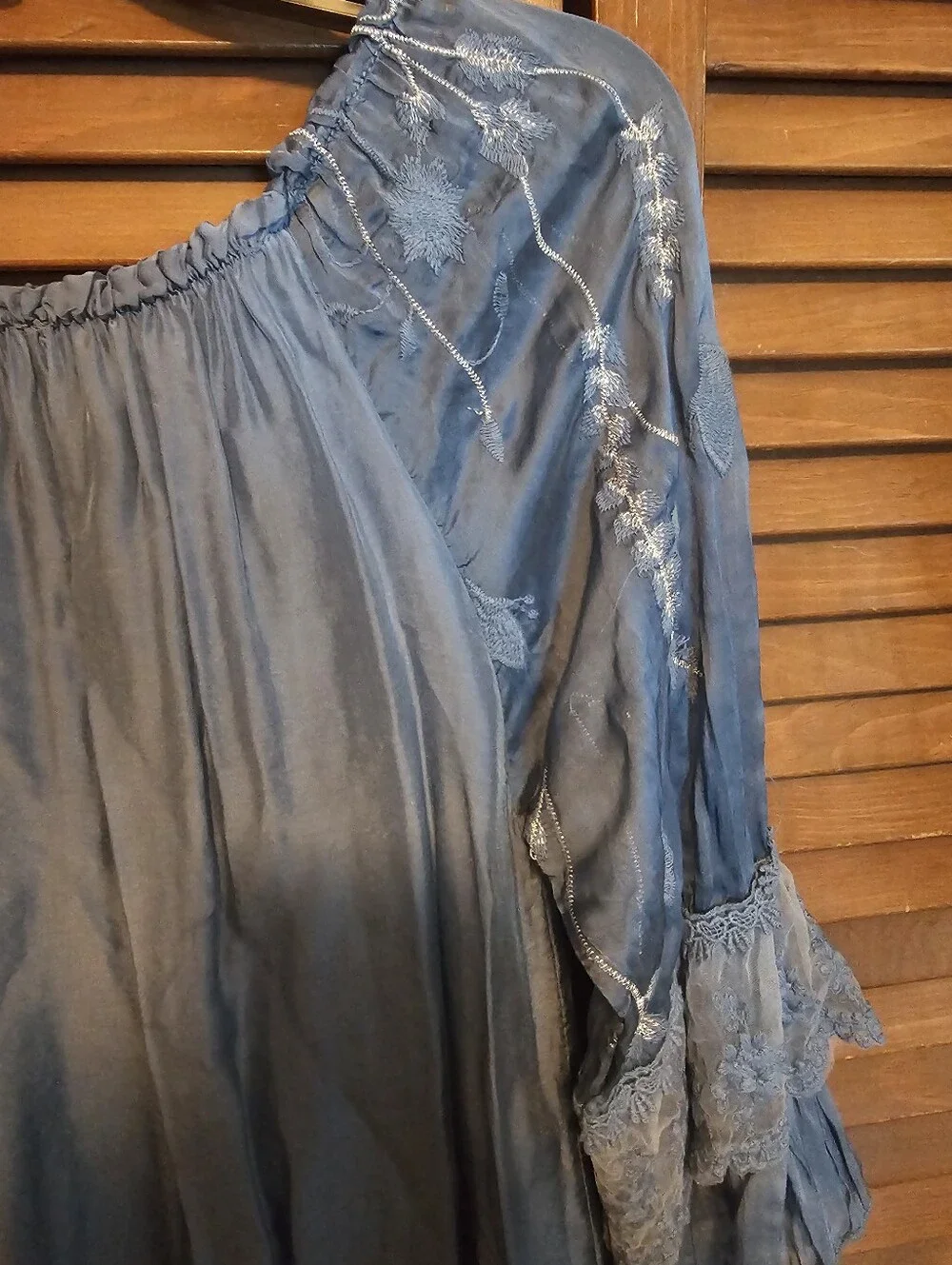 Tempo Paris Silk Blend Peasant Blouse — Size Medium